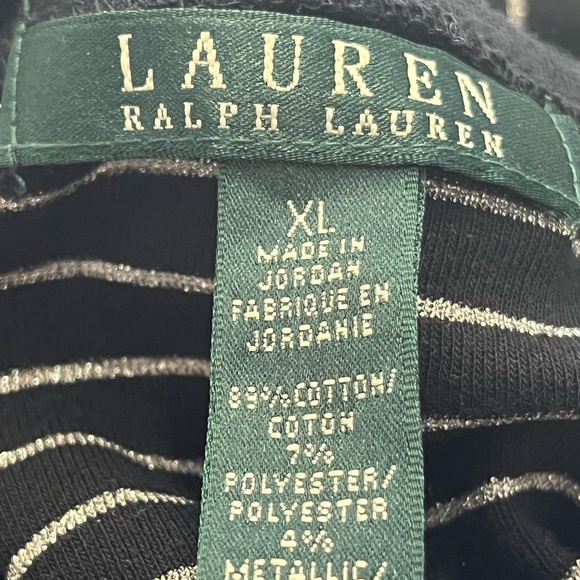 Lauren by Ralph Lauren  Long Sleeve V-neck Shirt with Metallic Stripes Size XL - Picture 6 of 7
